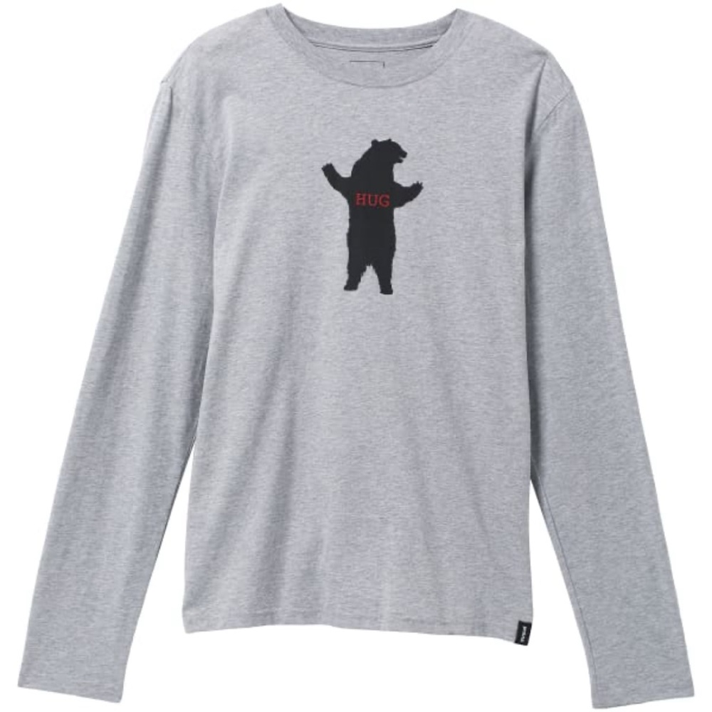NWT prAna journeyman long sleeve tshirt men's Bear hug small slim heather grey